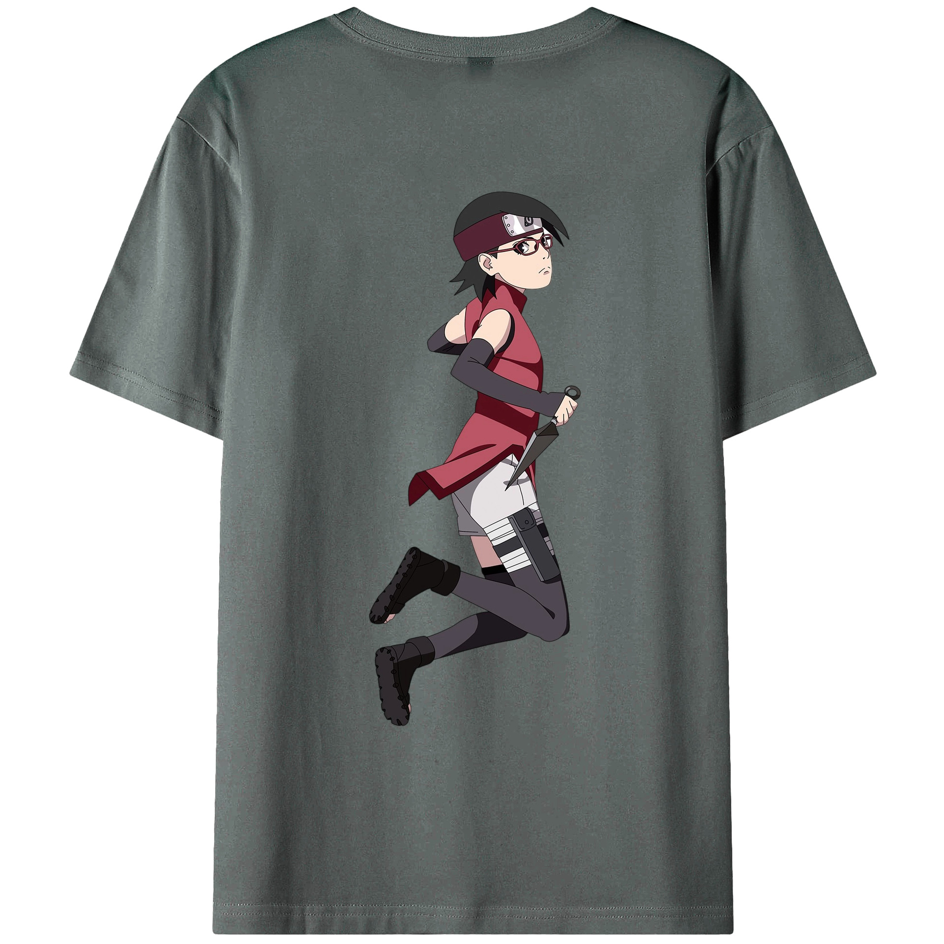 （画像用） NARUTO -ナルト- うちは サラダ Uchiha Sarada 綿100％ メンズ半袖Tシャツ（バックプリント） 通気性